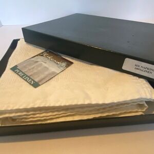Hibernia Irish Tablecloth and Napkin Set 55x84 Ivory NEW Pure Linen DamaskFloral